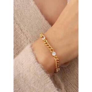 NEW MOON RYDER 18k gold plated cz cuban bracelet in gold